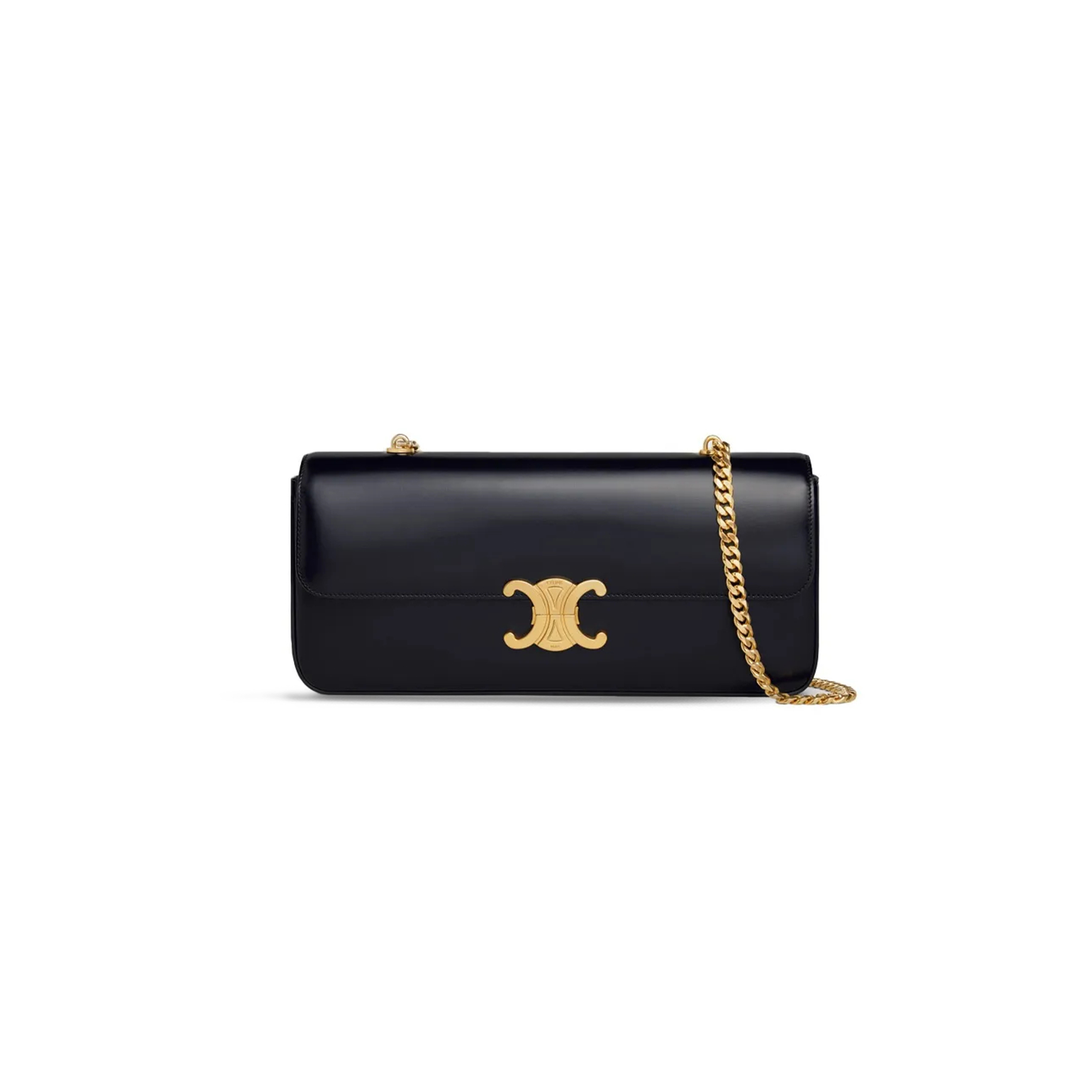 Ce**e chain shoulder bag in triomphe canvas glossy calfskin 197413bf4.38no (33*13*5cm)